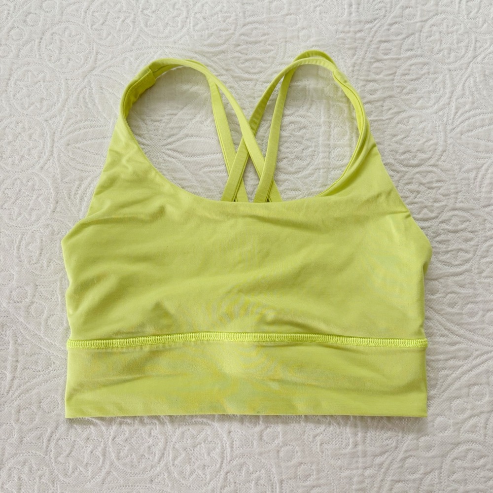 Lululemon Energy‎ Longline Bra, Electric Lemon (Medium Support, B/C) Sz 4